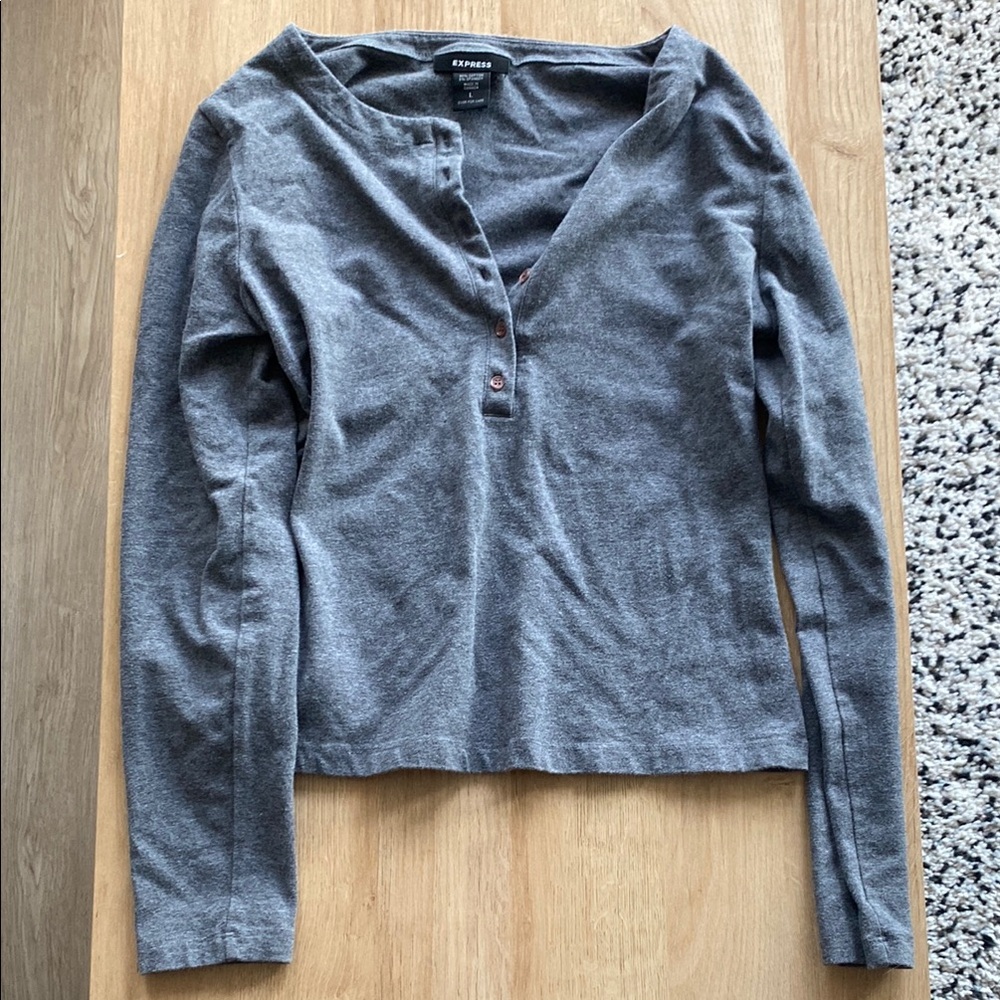 Express Gray Long Sleeve Top Size L